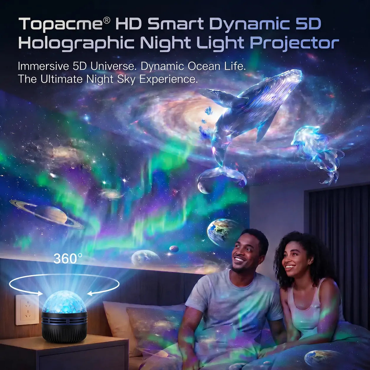 Topacme® 360° Night Light Projector - Smart Holographic Star Projector🌌